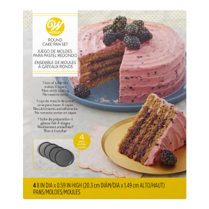 Wilton - Set Moldes bizcocho redondo de aluminio antiadherente para "Layer Cake" 4 capas, 20 cm