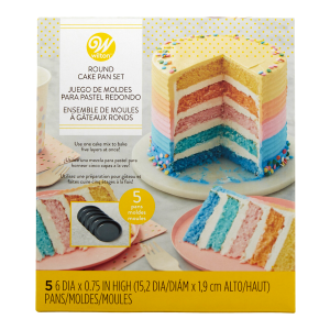 Wilton - Set Moldes bizcocho redondo de aluminio antiadherente para "Layer Cake" 5 capas, 15 cm
