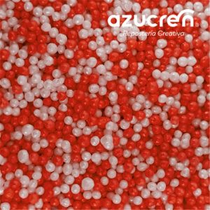 Azucren -  Mini perlas de azúcar rojo y blanco 50g