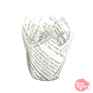 PastKolor - Tulipas para muffins papel periódico, 50 unidades