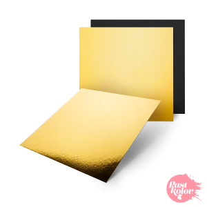 Pastkolor - Base cuadrada oro y negro 32,5 cm, 3 mm grosor