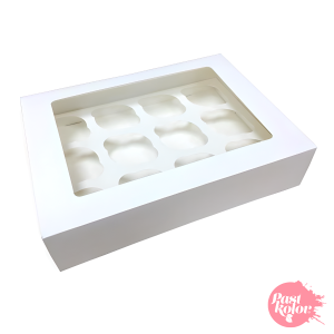PastKolor - Caja blanca para 12 cupcakes con ventana