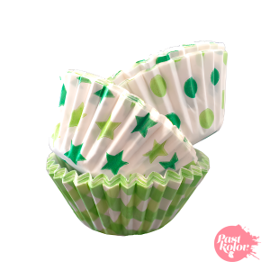 PastKolor - Set de cápsulas de mini Cupcake estampado verde