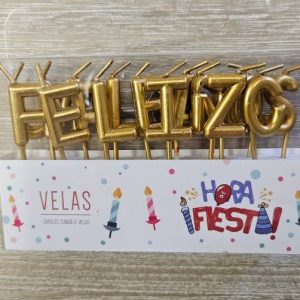 Velas de feliz cumpleaños doradas